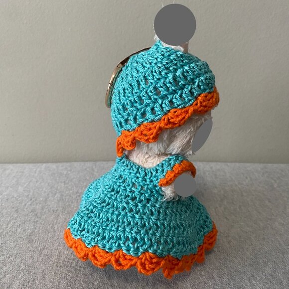 Handmade Crochet Blue Orange Outfit for 17cm Plush Doll 2-Piece Set - Picture 2 of 7